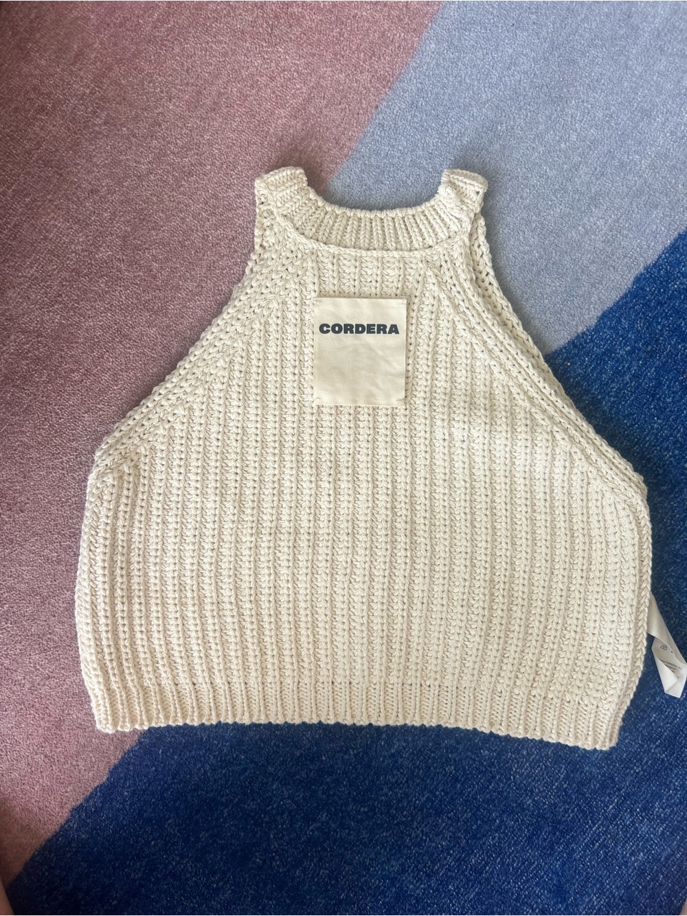 Cordera Knit Halter Crop Top in Cream
